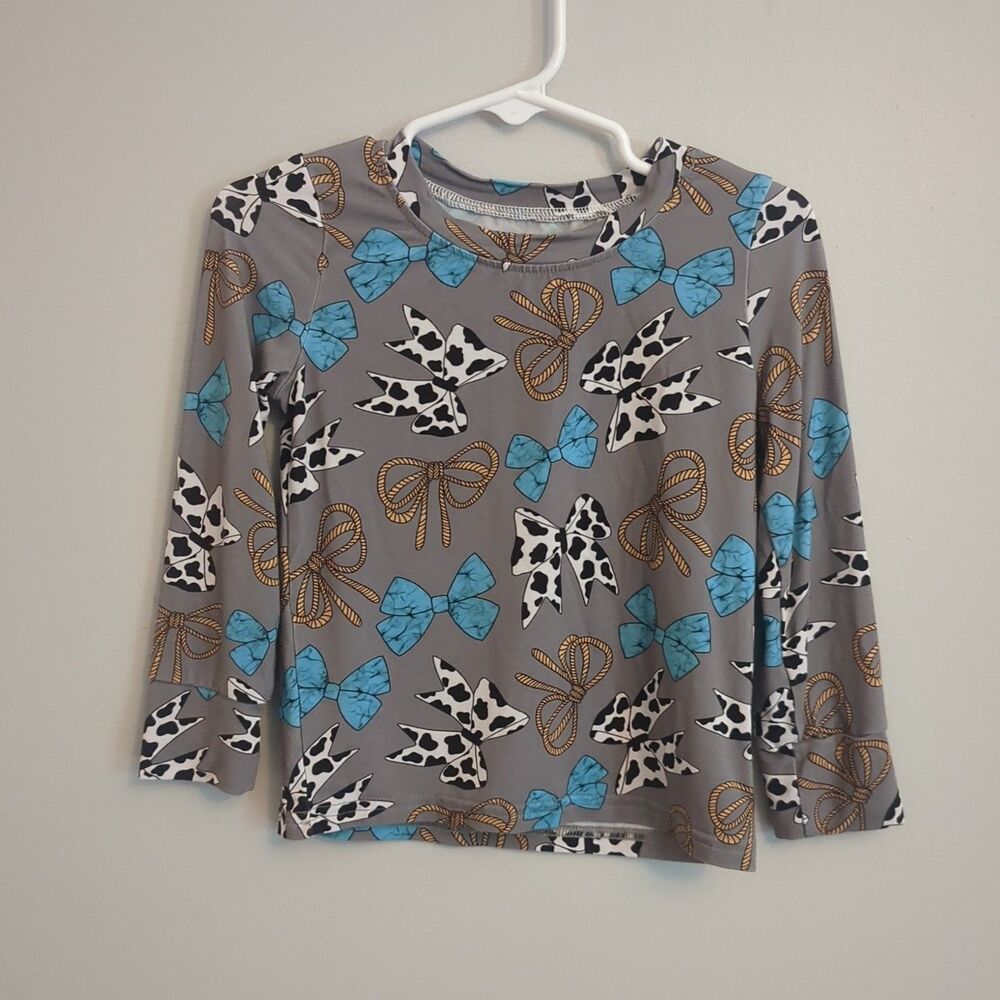 NWOT Weiwei Bamboo Gray Grey Bow Pajama Set - Size 2T